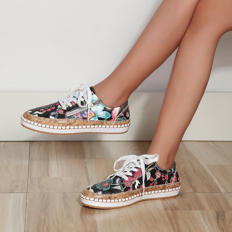 Chaussures à lacets imprimées couleur grande taille tendance