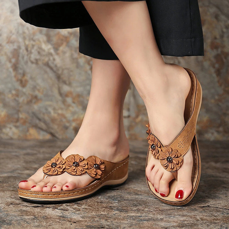 Sandales Fleuries Femme – Style Rétro et Confort Estival