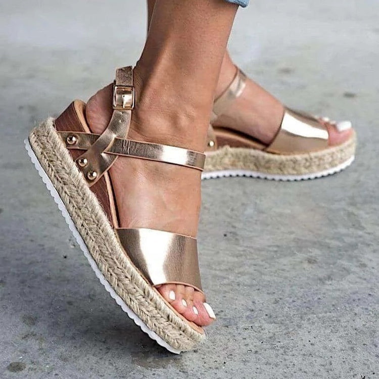 Sandales ouvertes pour femme à bout en forme de bouche de poisson