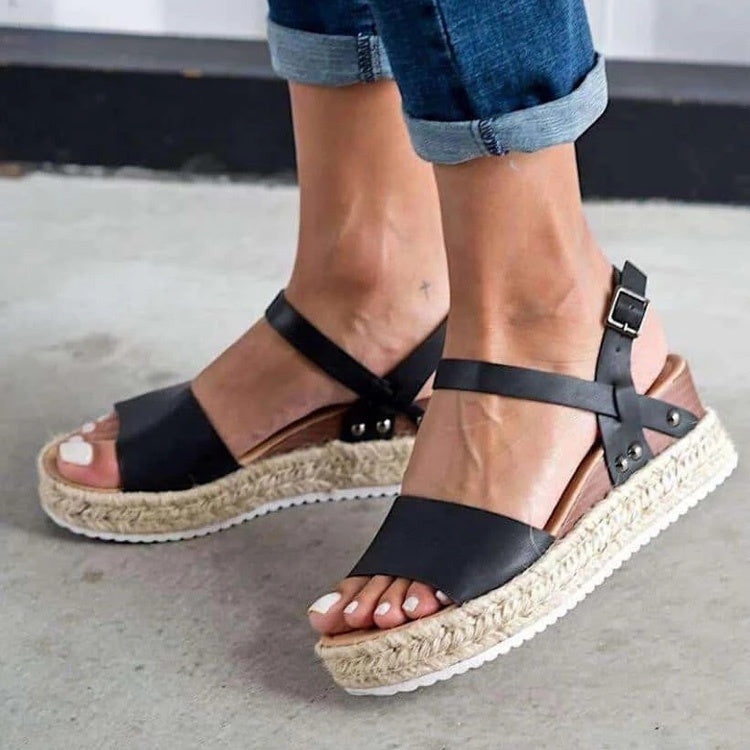 Sandales ouvertes pour femme à bout en forme de bouche de poisson