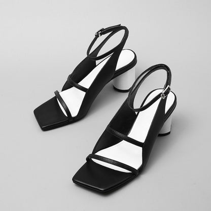Sandales Femme Chic – Talon Sculpté & Bout Carré, Style Tendance Européen