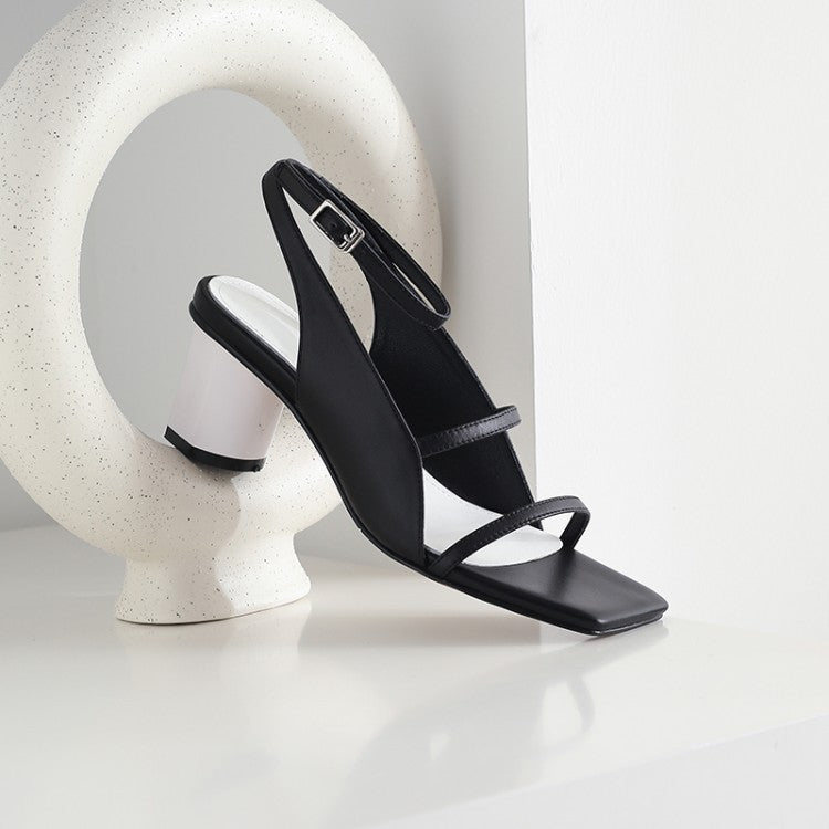 Sandales Femme Chic – Talon Sculpté & Bout Carré, Style Tendance Européen