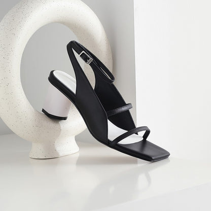 Sandales Femme Chic – Talon Sculpté & Bout Carré, Style Tendance Européen