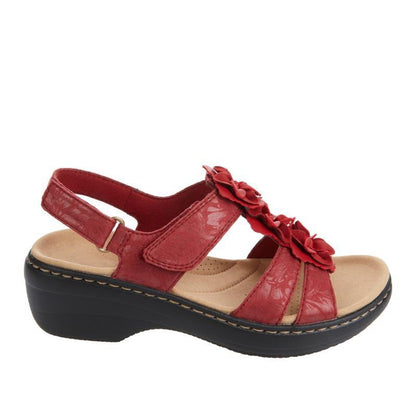 Sandales Casual Fleurs à Bout Ouvert et Compensé Ajouré