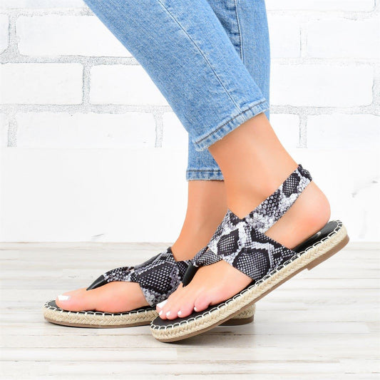 Sandales d'Été Plates – Motif Serpent Chic et Tendance