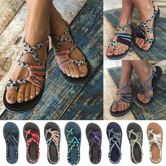 Sandales nouées bicolores