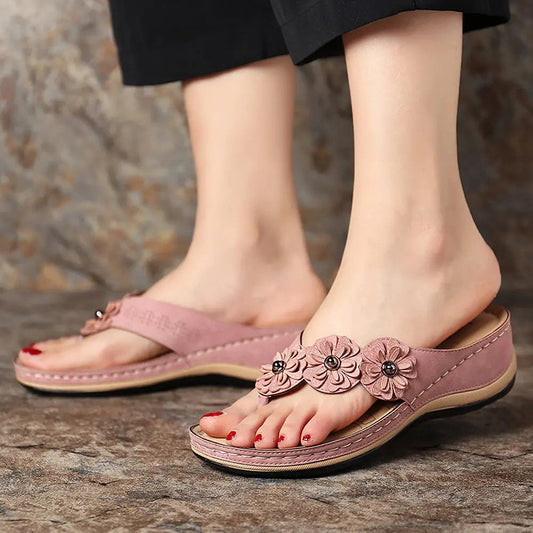 Sandales Fleuries Femme – Style Rétro et Confort Estival