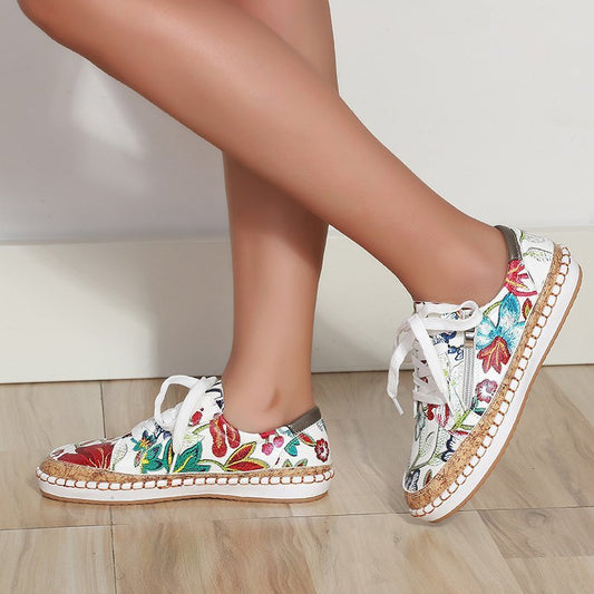 Chaussures à lacets imprimées couleur grande taille tendance