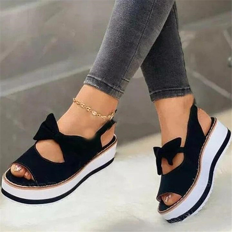 Chaussures Compensées Femme – Élégantes, Confort & Nœud Chic