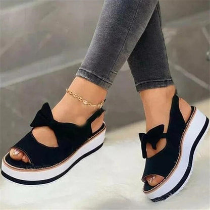 Chaussures Compensées Femme – Élégantes, Confort & Nœud Chic