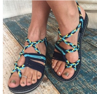 Sandales nouées bicolores