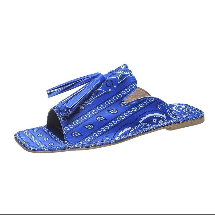 Sandales Plates Femme à Franges – Bout Carré et Design Bicolore