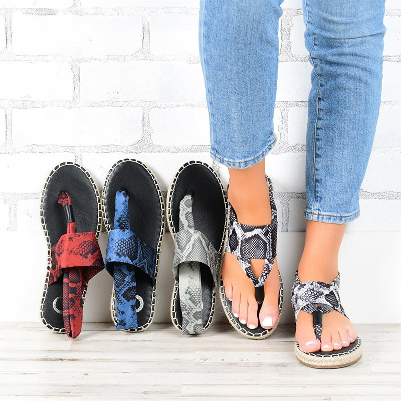 Sandales d'Été Plates – Motif Serpent Chic et Tendance