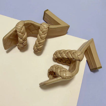 Sandales à Talons Hauts Tressés pour Femme – Élégance et Style Estival