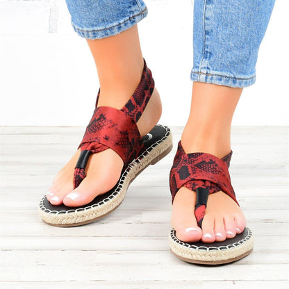 Sandales d'Été Plates – Motif Serpent Chic et Tendance
