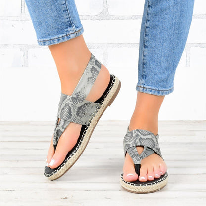 Sandales d'Été Plates – Motif Serpent Chic et Tendance