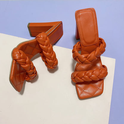 Sandales à Talons Hauts Tressés pour Femme – Élégance et Style Estival
