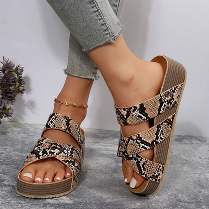 Sandales d'été plates à brides croisées tissées – Chaussures de plage femme