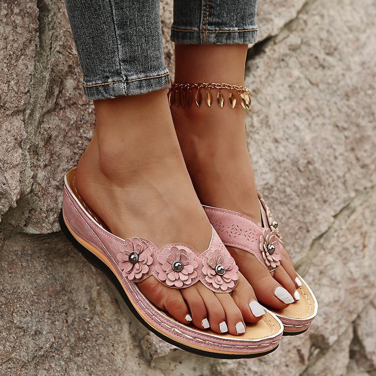 Sandales Fleuries Femme – Style Rétro et Confort Estival