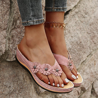 Sandales Fleuries Femme – Style Rétro et Confort Estival