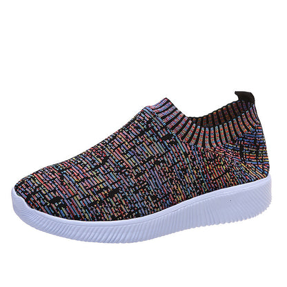 Baskets plates en chaussettes tricotées Stripe, idéales pour courir et marcher.